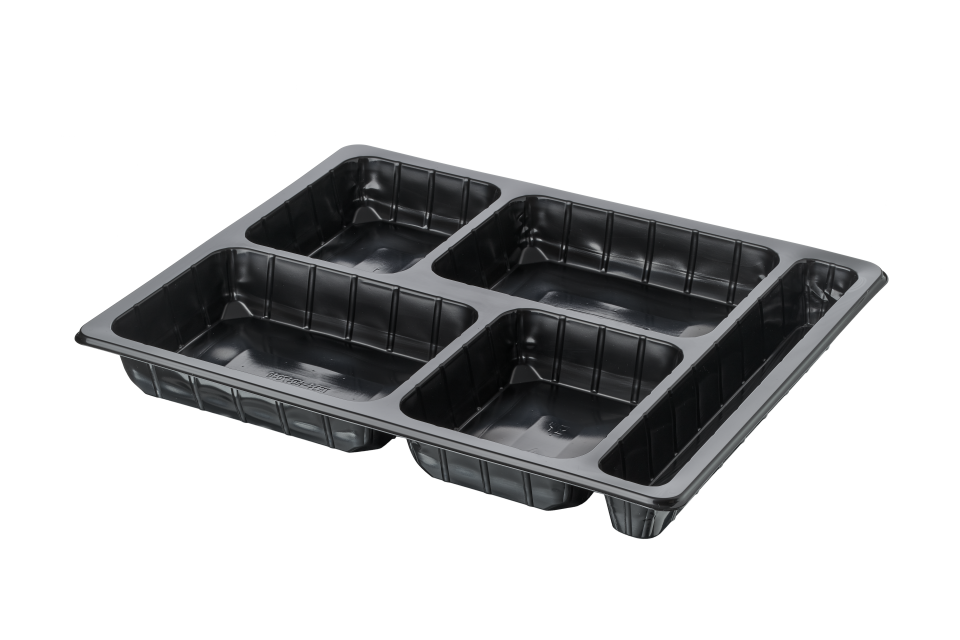 5 Bölmeli Üst Film Yapıştırma Tabldot Tabak PP (450 Adet)