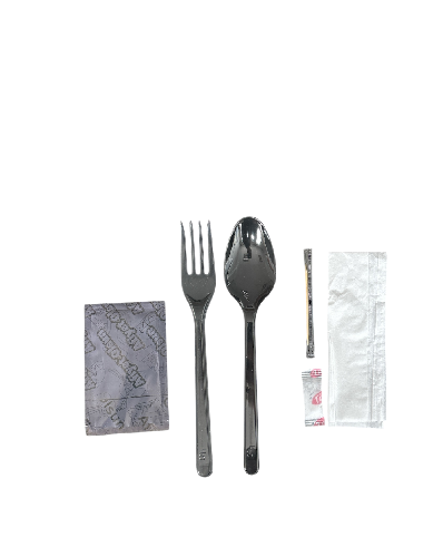 6 Lı İkram Set Siyah Çatal Kaşık (500 adet)