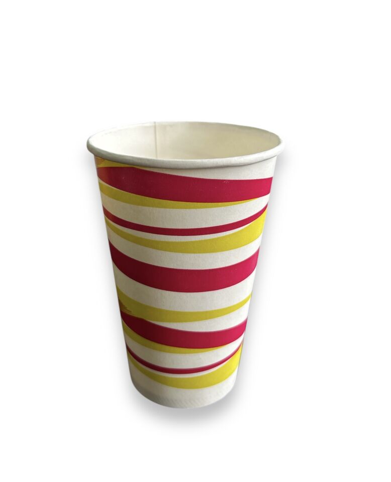 16 Oz Karton Bardak Gökkuşağı Desen