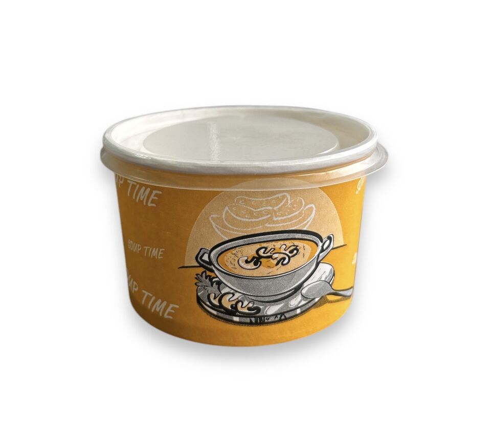 16 Oz Karton Çorba Kase Kapaklı Takım (500 Adet) ARNES