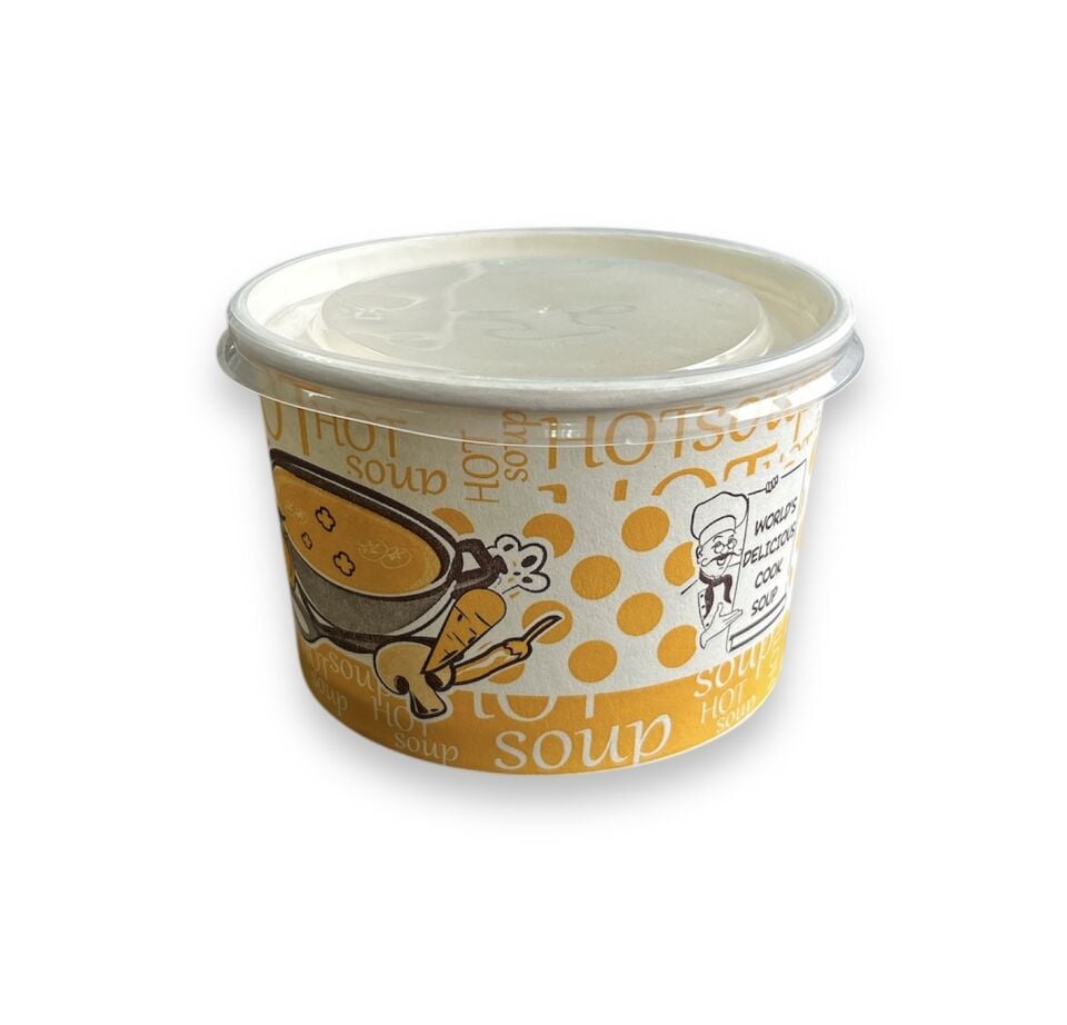 16 Oz Karton Çorba Kase Kapaklı Takım (500 Adet)