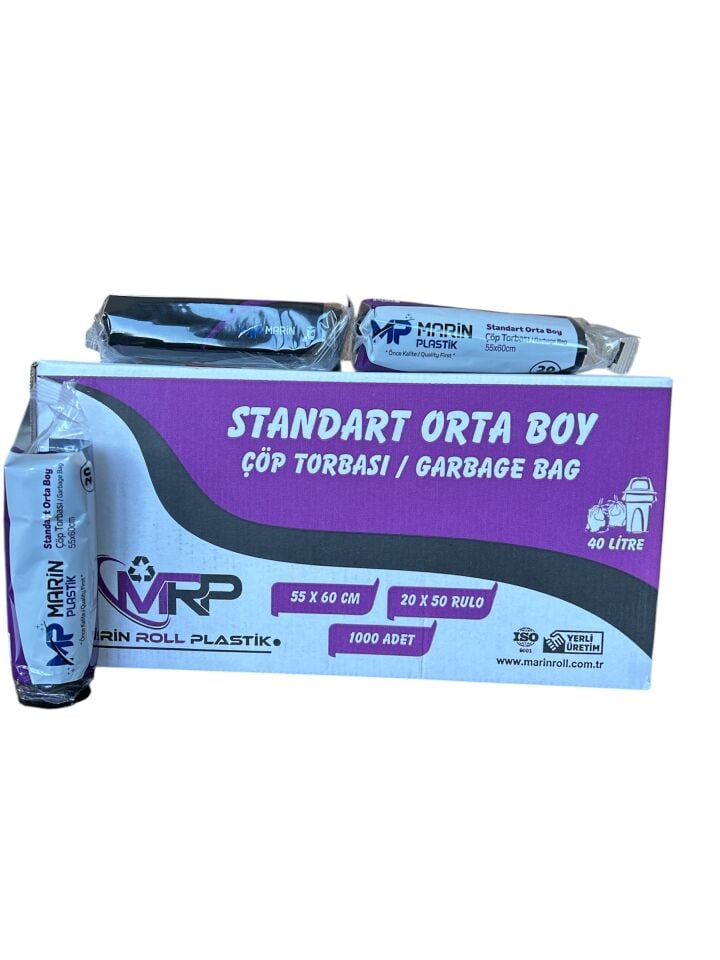 Rulo Çöp Poşeti Standart Orta Boy (55X60) 80 gr (50 Rulo)