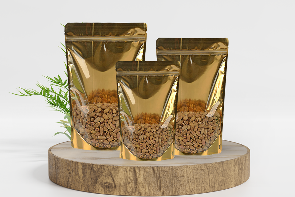 Doypack Gold Şeffaf Metalize Kilitli 16X27 (500 Adet)