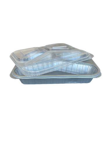 3 Compartment Microwave Serving Bowl Silver Set (400 Pieces)