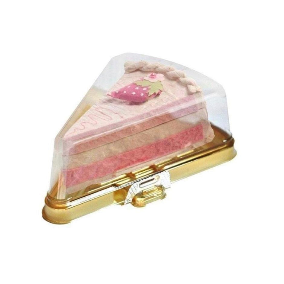 علبة تشيز كيك مثلثة مع غطاء ذهبي (200 قطعة)