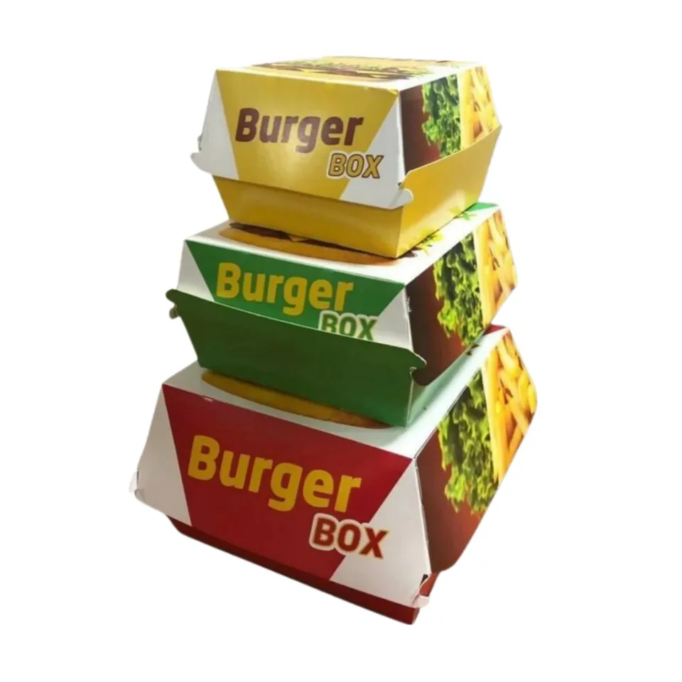 Karton Burger Kutusu Baskılı 9,5x9,5x7 (500 Adet)