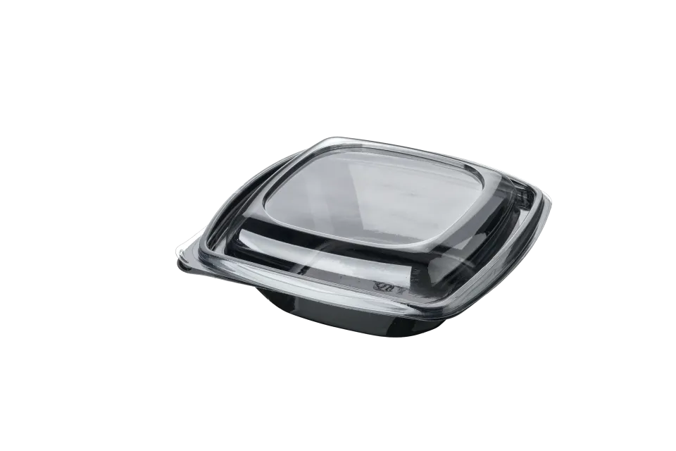 750 cc Pet Kare Salata Kabı Set Siyah (300 Adet)