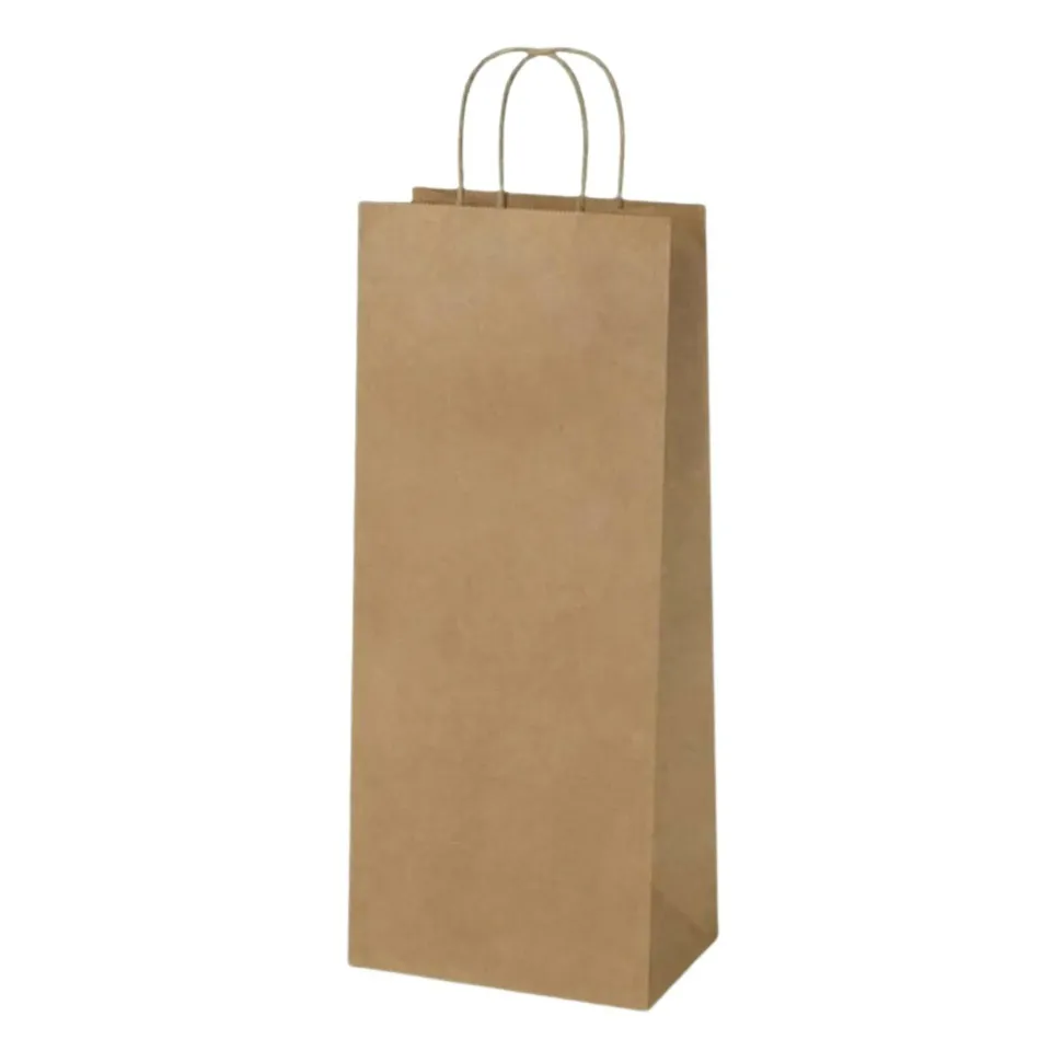 Burgu Saplı Kraft Şişe Çantası 12,5X8X36 (500 adet)