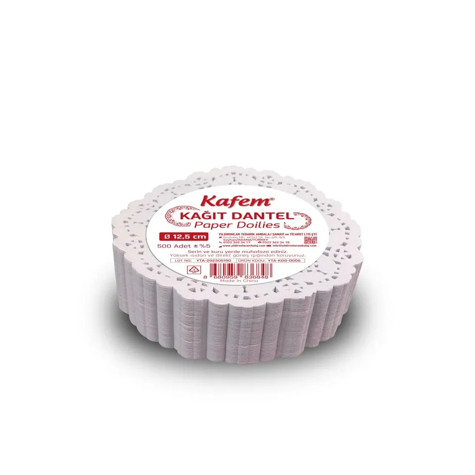 12 cm Yuvarlak Dantel Kağıt 500'lü (24 Paket)