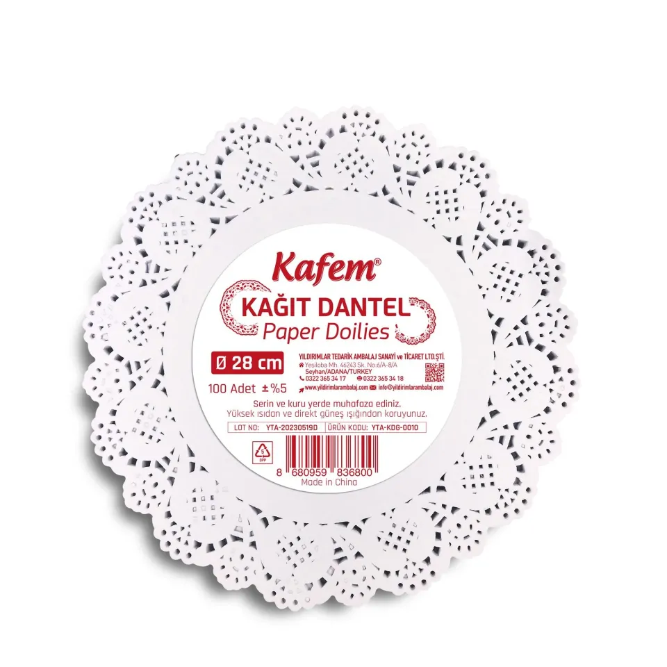 28 cm Yuvarlak Dantel Kağıt 100'lü (24 Paket)