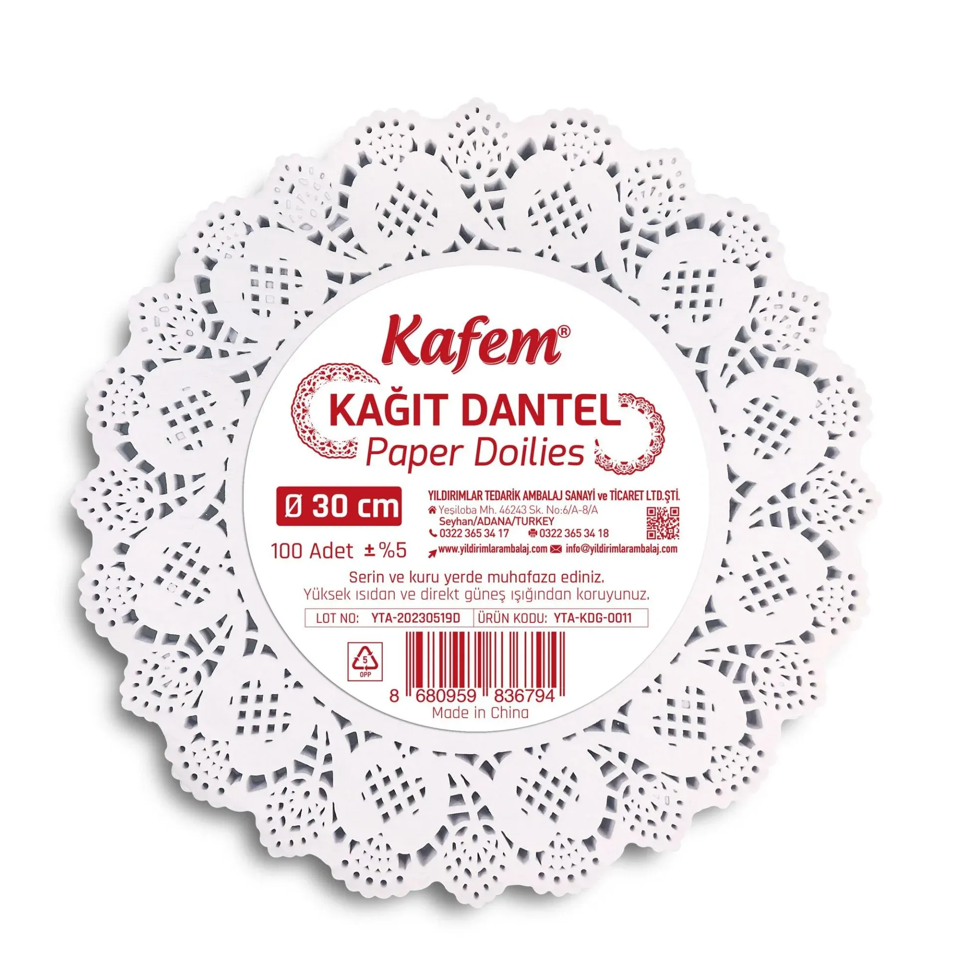 30 cm Yuvarlak Dantel Kağıt 100'lü (24 Paket)