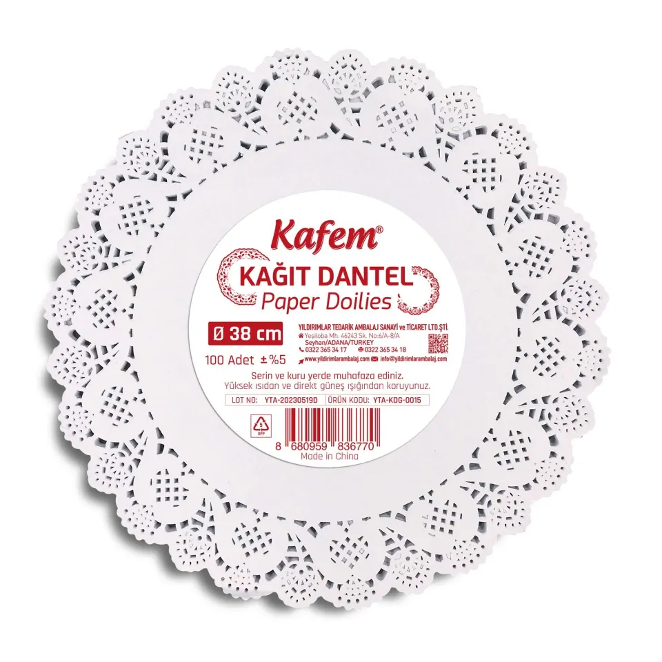 38 cm Yuvarlak Dantel Kağıt 100'lü (24 Paket)