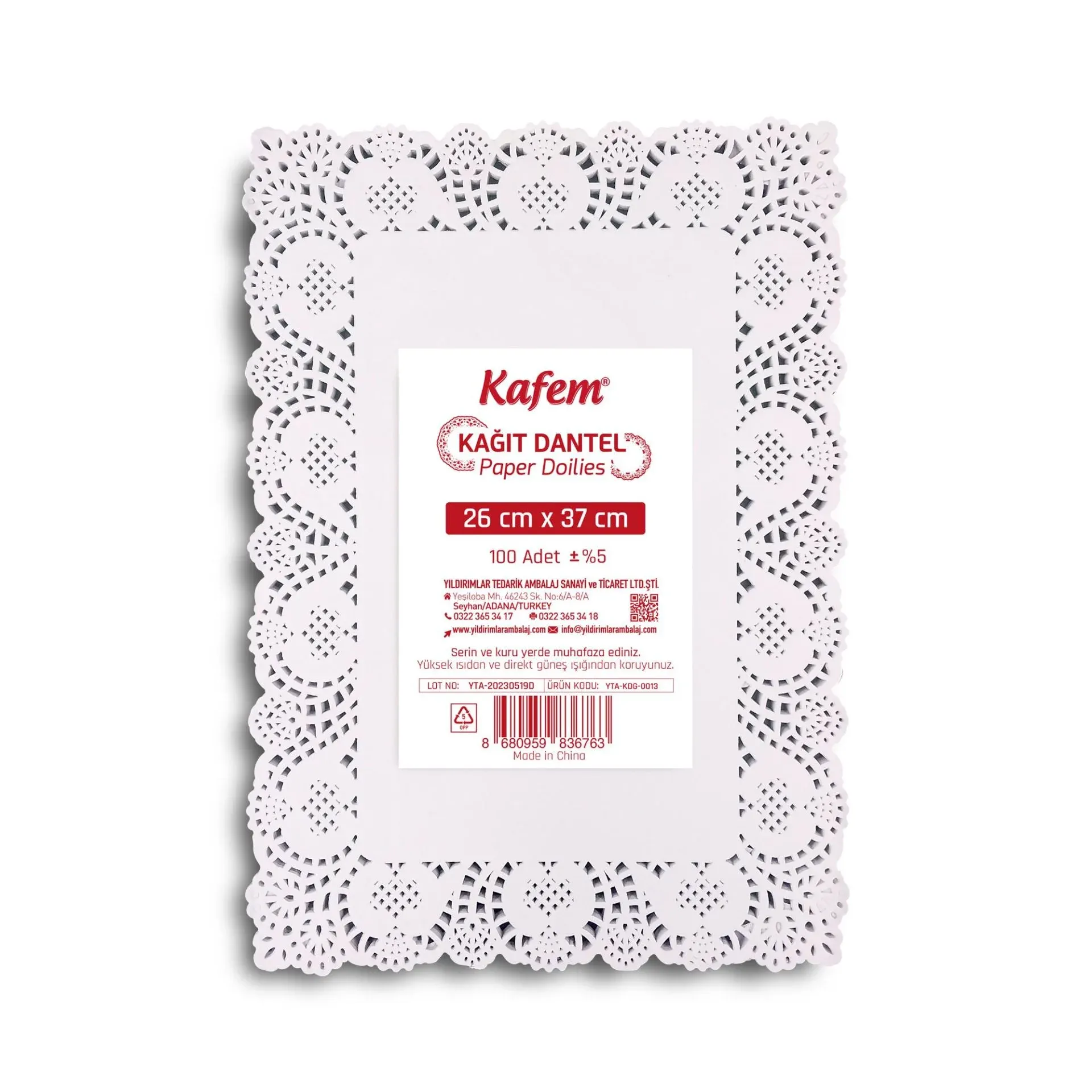26X37 cm Tepsi Dantel Kağıt 100'lü (24 PAKET)