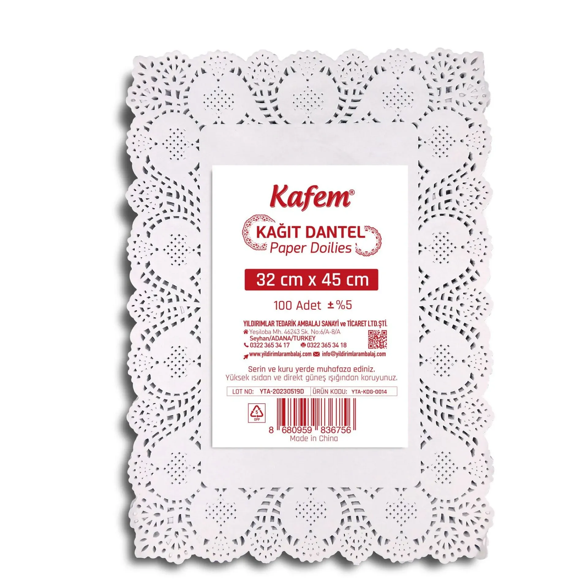 32X45 cm Tepsi Dantel Kağıt 100'lü (24 Paket)