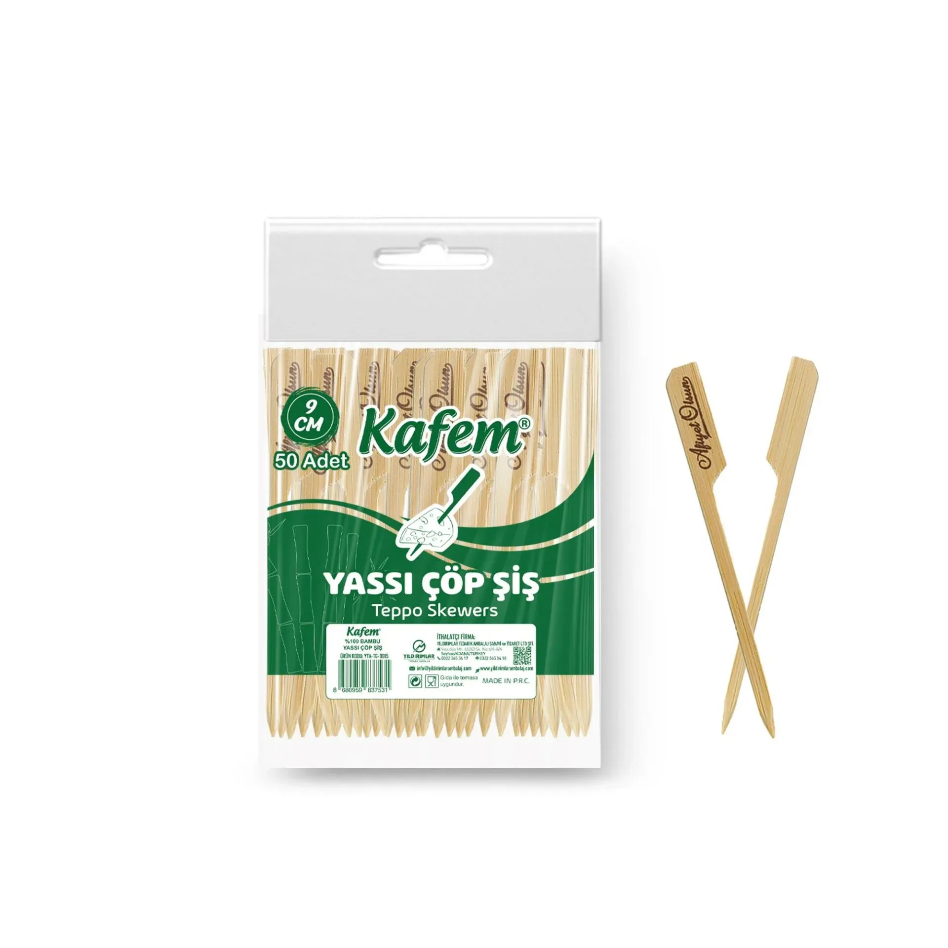 Bambu 9 cm Yassı Sunum Kürdanı 50'li (50 Paket)