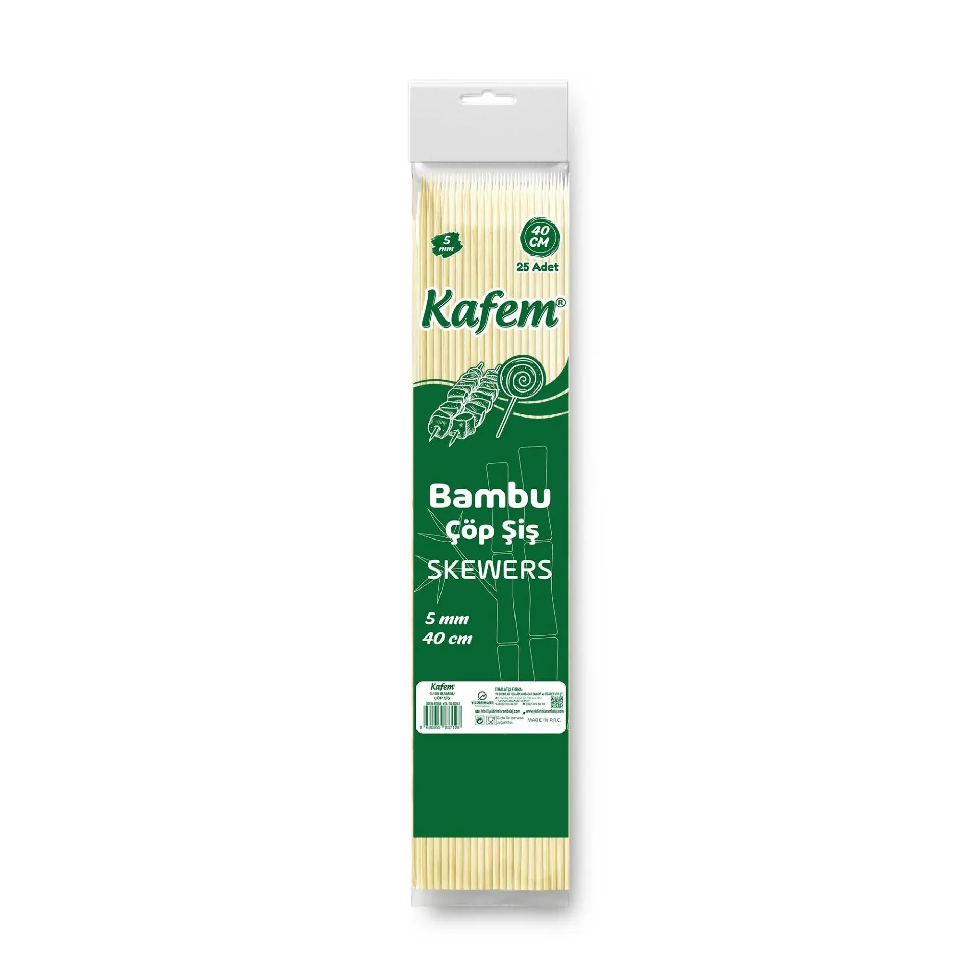 Bambu Çöp Şiş 5 mm 40 cm 25'li (25 Paket)