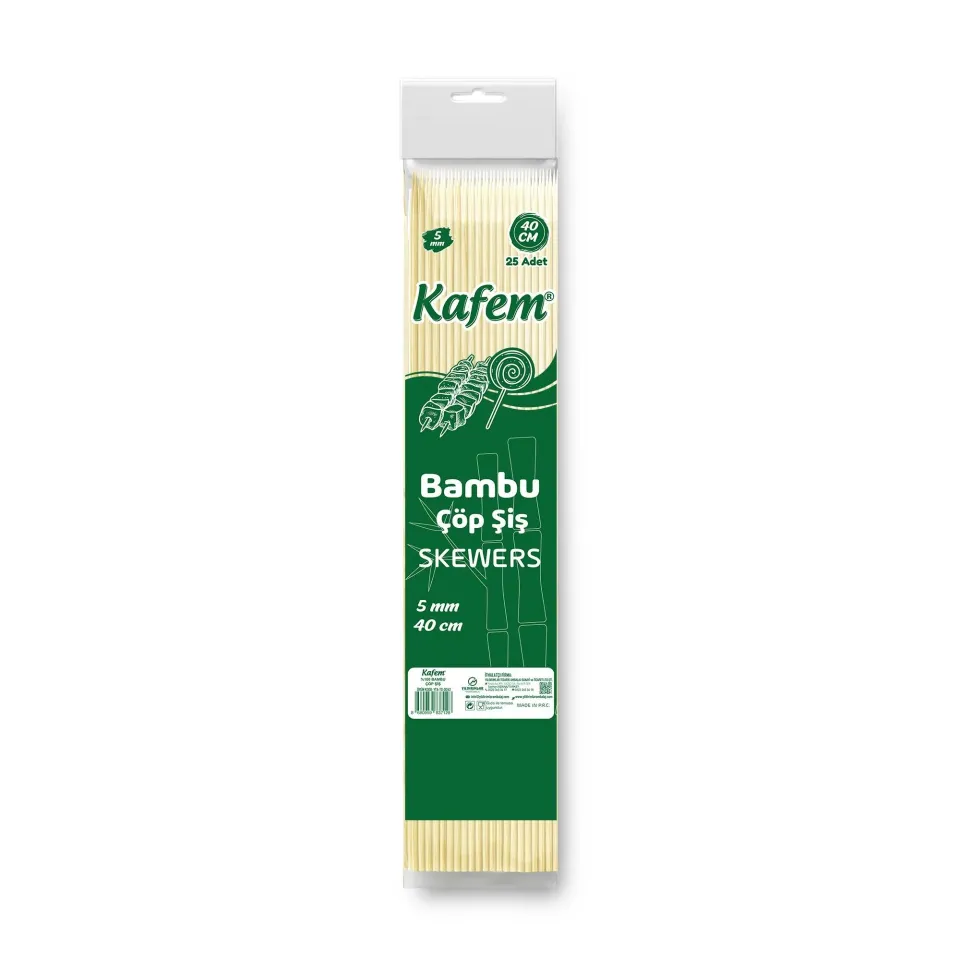 Bambu Çöp Şiş 5 mm 40 cm 25'li (25 Paket)