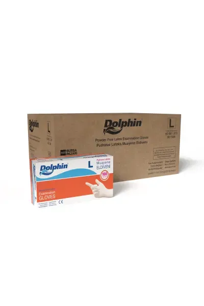 Lateks Pudrasız Muayene Eldiveni (L Beden) (10 Paket)