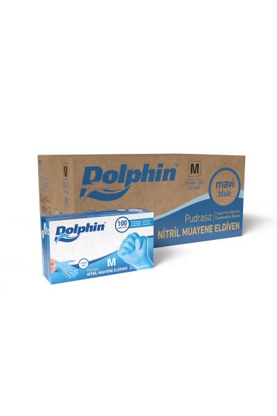 Nitril Pudrasız Muayene Eldiveni Mavi (M Beden) (10 Paket)