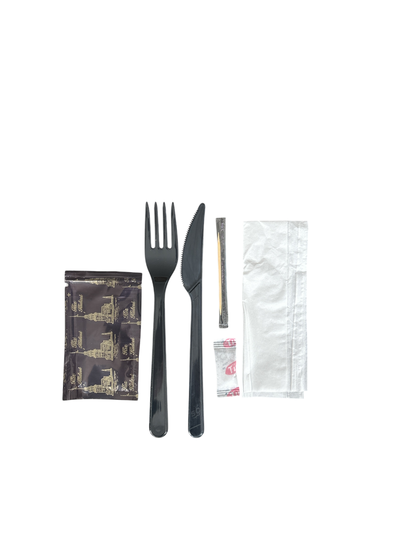 6 Lı İkram Set Siyah Çatal Bıçak (500 Adet)