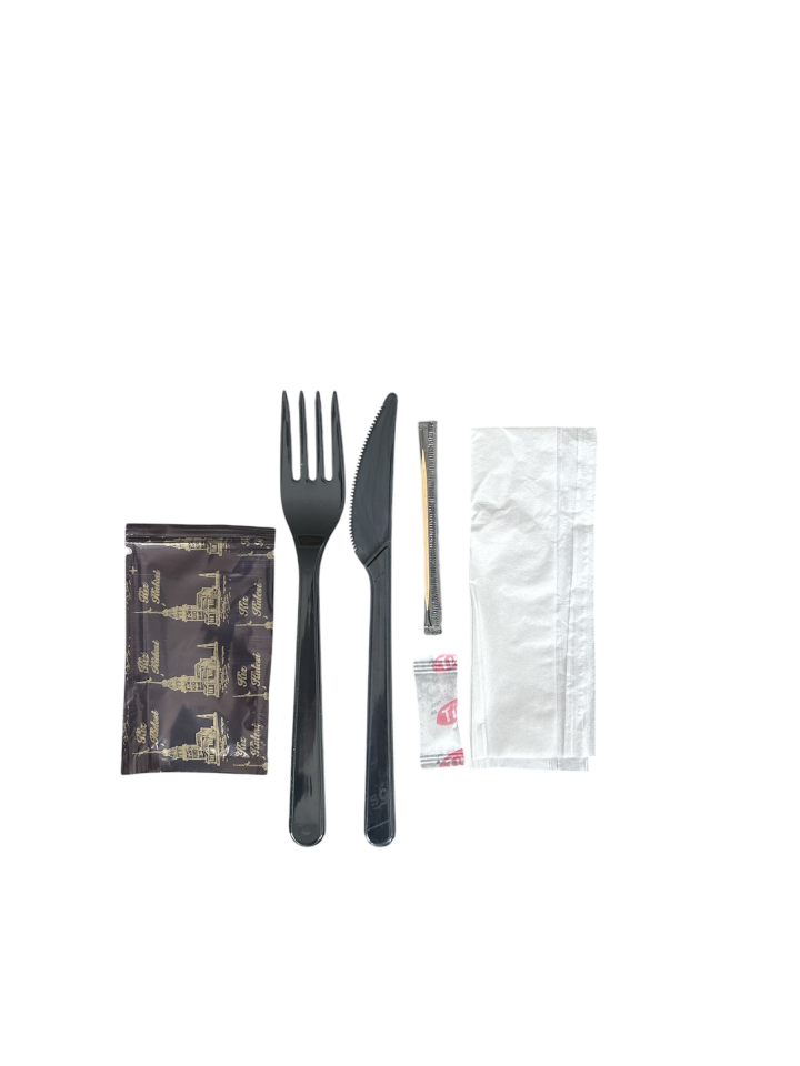 6 Piece Catering Set Black Cutlery (500 Pieces)