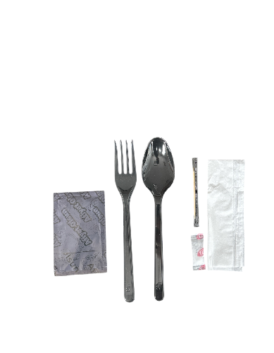 6 Lı İkram Set Siyah Çatal Kaşık (500 adet)