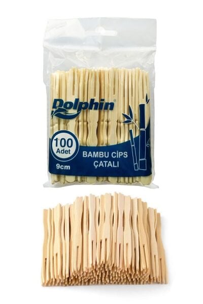 9 cm Bambu Cips Çatalı 100 lü (100 Paket)