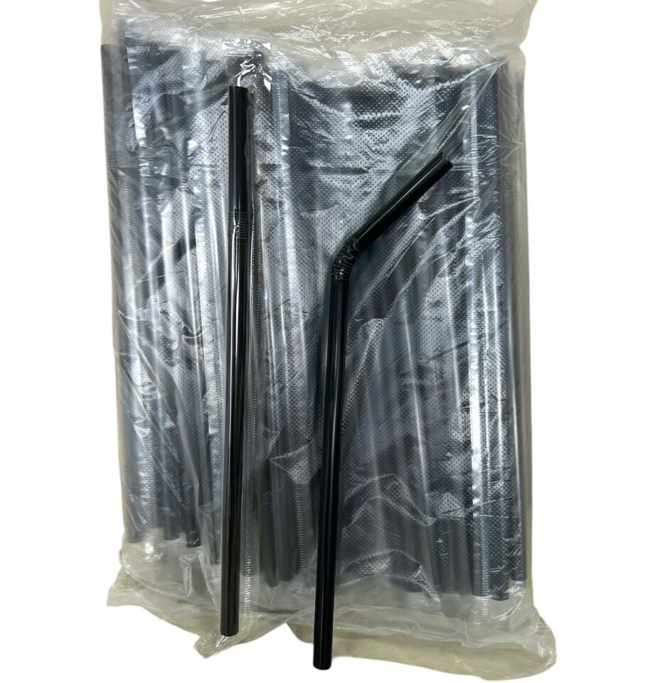 Kalın Körüklü Jelatinli Siyah Pipet 8 mm (100 Adet)